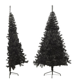 Demi sapin de Noël artificiel avec support Noir 240 cm PVC