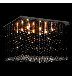 Plafonnier avec perles de cristal Argenté Cubique G9