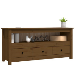 Meuble TV Marron miel 114x35x52 cm Bois de pin massif