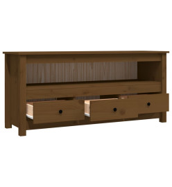 Meuble TV Marron miel 114x35x52 cm Bois de pin massif