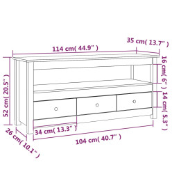 Meuble TV Marron miel 114x35x52 cm Bois de pin massif