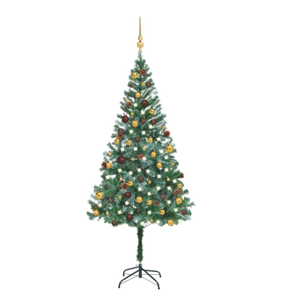 Arbre de Noël artificiel LED et boules et pommes de pin 180 cm