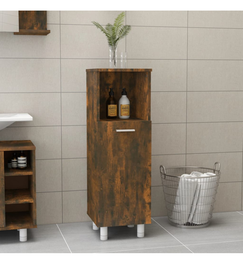 Armoire de bain Chêne fumé 30x30x95 cm Bois d'ingénierie