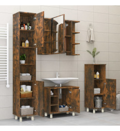 Armoire de bain Chêne fumé 30x30x95 cm Bois d'ingénierie