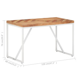 Table à dîner 120x60x76 cm Bois solide d'acacia et de manguier