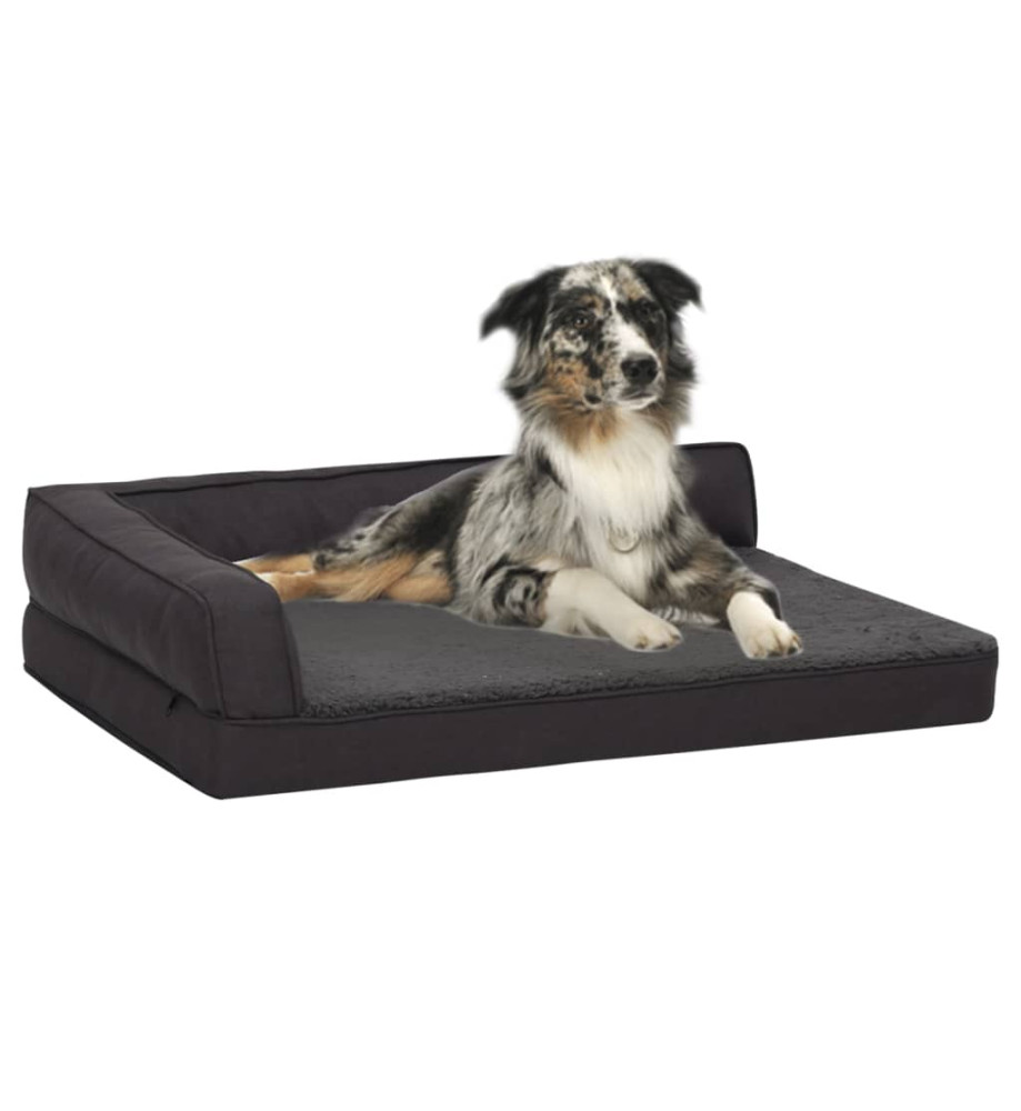 Matelas de lit ergonomique de chien 60x42 cm Polaire Noir