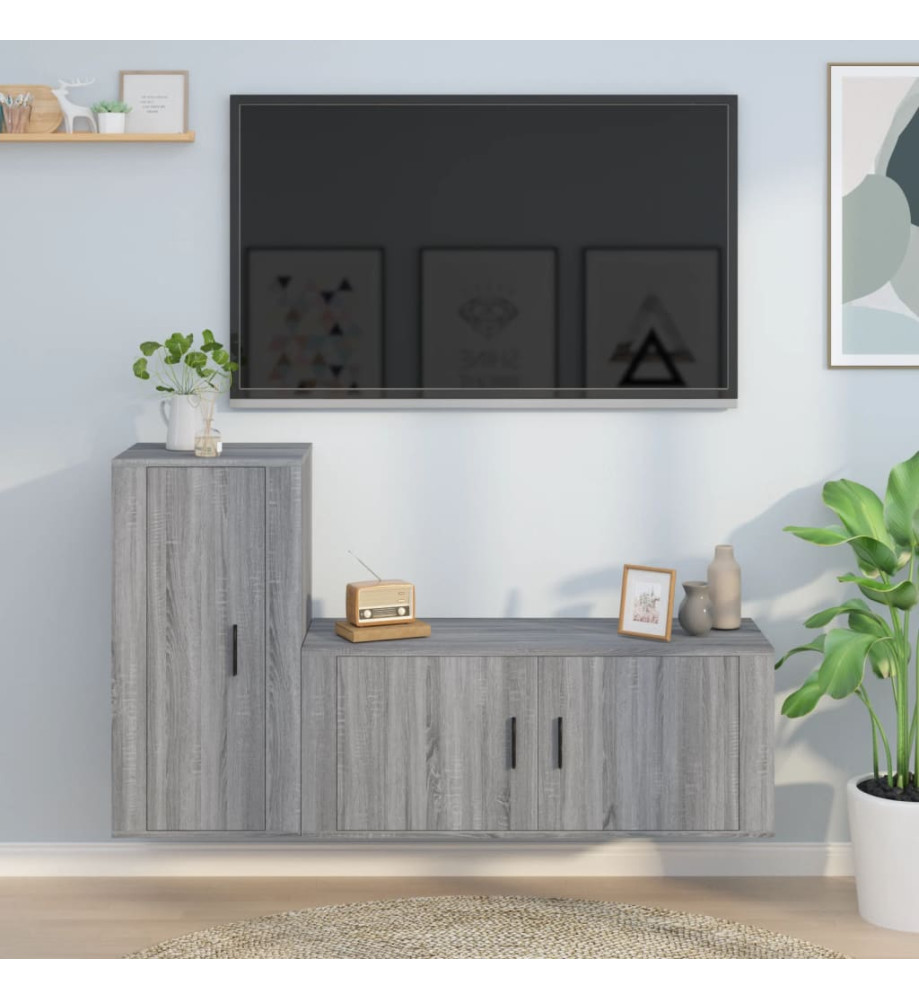 Ensemble de meubles TV 2 pcs Sonoma gris Bois d'ingénierie