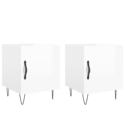 Tables de chevet 2 pcs blanc brillant 40x40x50 cm