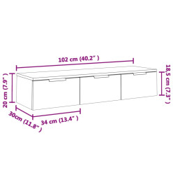 Armoire murale Blanc brillant 102x30x20 cm Bois d'ingénierie