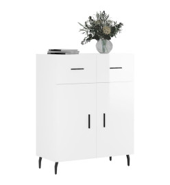 Buffet Blanc brillant 69,5x34x90 cm Bois d'ingénierie