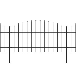 Clôture de jardin à dessus en lance Acier (1-1,25)x17 m Noir