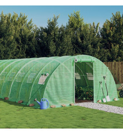 Serre avec cadre en acier vert 64 m² 16x4x2 m