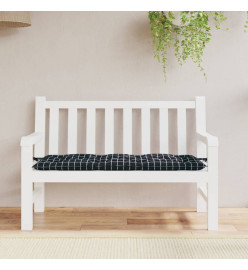 Coussin de banc de jardin carreaux noir 120x50x7 cm tissu