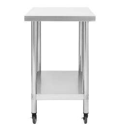 Table de travail de cuisine avec roues 100x45x85 cm Inox