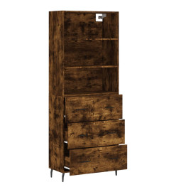 Buffet haut Chêne fumé 69,5x34x180 cm Bois d'ingénierie