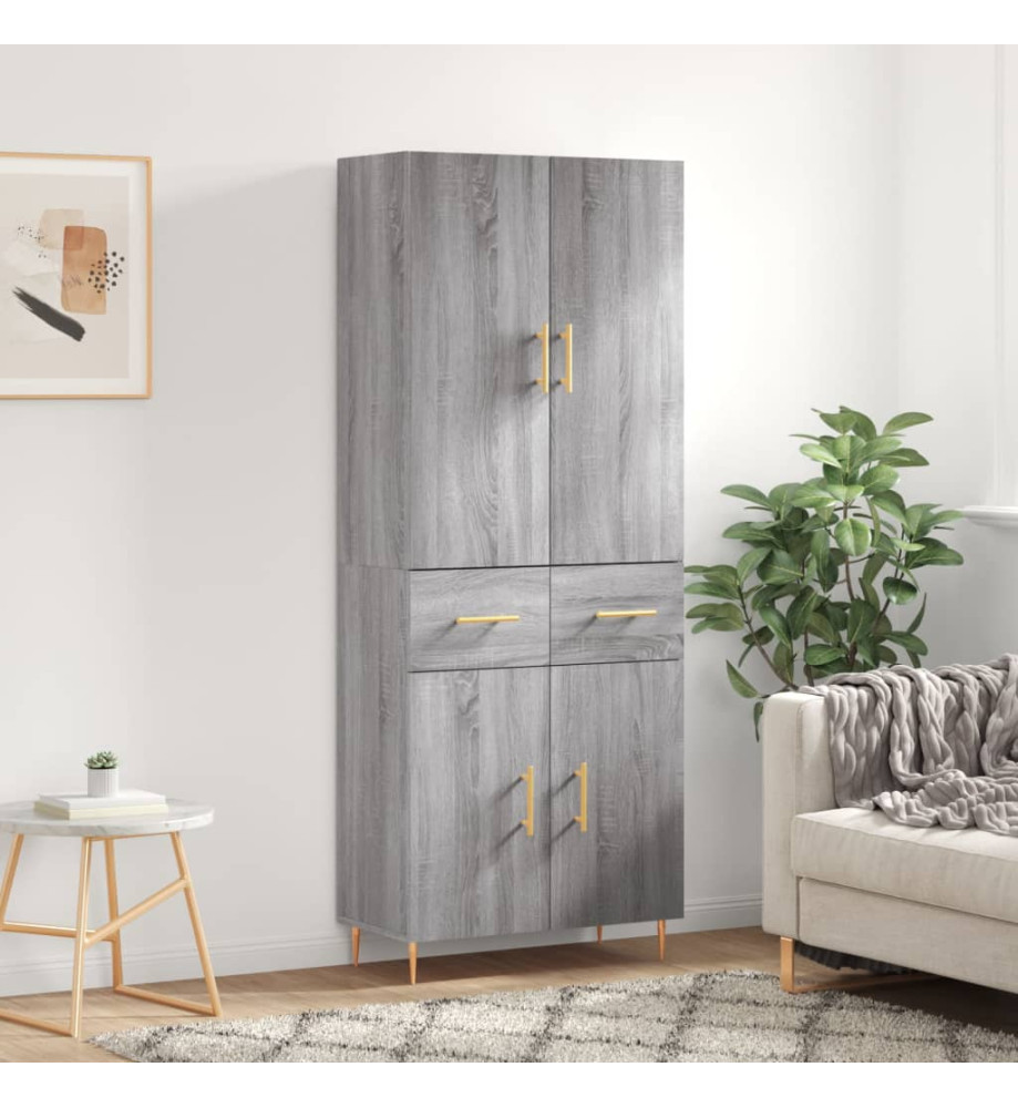 Buffet haut Sonoma gris 69,5x34x180 cm Bois d'ingénierie