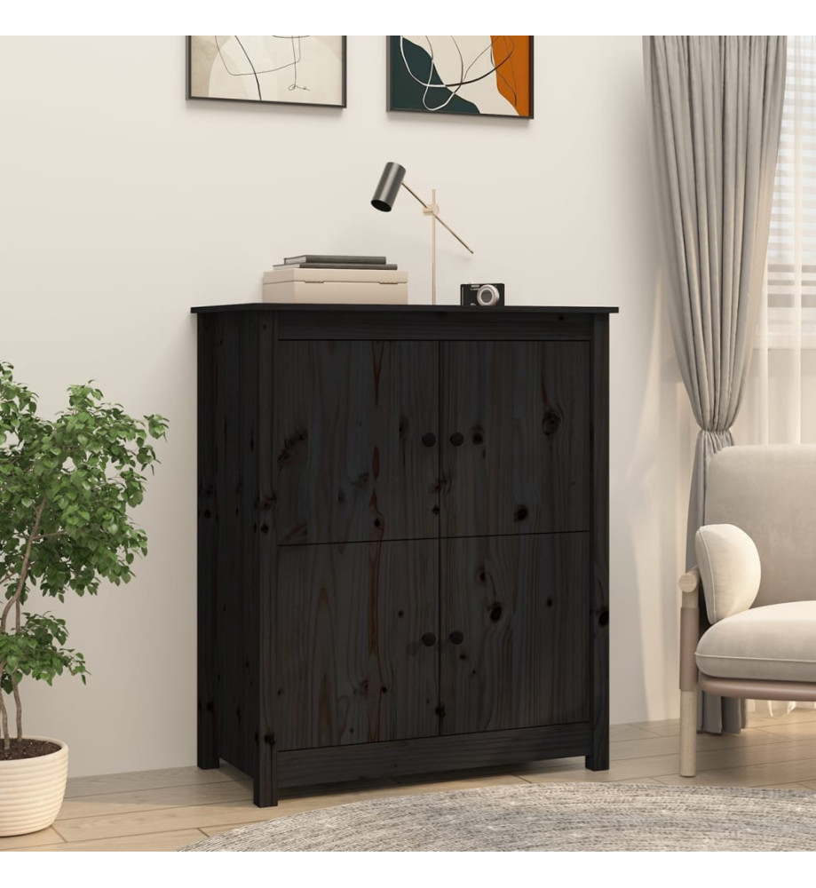 Buffet Noir 83x41,5x100 cm Bois massif de pin