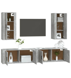 Ensemble de meubles TV 4 pcs Gris béton Bois d'ingénierie