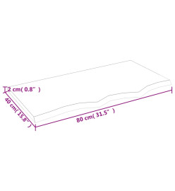 Dessus de table 80x40x2 cm bois de chêne massif non traité