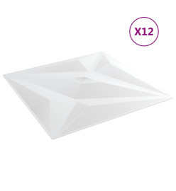 Panneaux muraux 12 pcs blanc 50x50 cm EPS 3 m² étoile