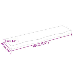 Étagère murale marron clair 80x20x4 cm bois chêne massif traité