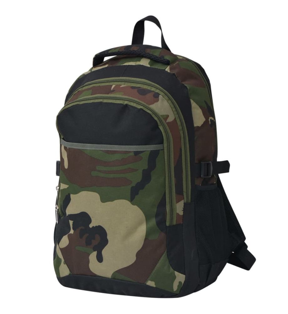 Sac à dos d'école 40 L noir et camouflage