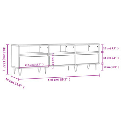 Meuble TV chêne fumé 150x30x44,5 cm bois d'ingénierie