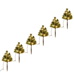 Arbres d'allée de Noël 6 pcs avec LED blanc chaud 45 cm PVC