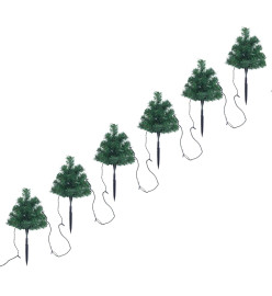 Arbres d'allée de Noël 6 pcs avec LED blanc chaud 45 cm PVC