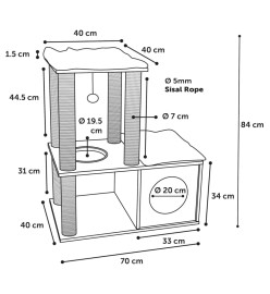 FLAMINGO Arbre à chat Adinda 70x40x84 cm Gris