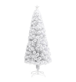 Sapin de Noël artificiel avec LED Blanc 210 cm Fibre optique