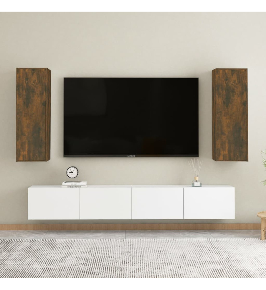 Meubles TV 2 pcs Chêne fumé 30,5x30x90 cm Bois d'ingénierie