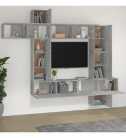 Ensemble de meubles TV 9 pcs Gris béton Bois d'ingénierie