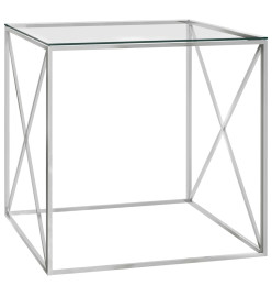 Table basse Argenté 55x55x55 cm Acier inoxydable et verre