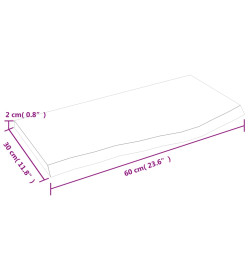 Comptoir de salle de bain 60x30x2 cm bois massif non traité