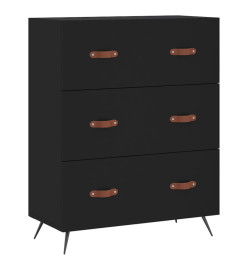 Commode noir 69,5 x 34 x 90 cm bois d'ingénierie