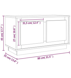 Meuble TV noir 80x35x45 cm bois d'ingénierie