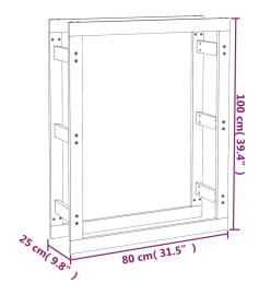 Support pour bois de chauffage 80x25x100 cm Bois de pin massif