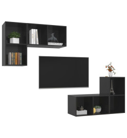 Meubles TV muraux 4 pcs Noir brillant Aggloméré