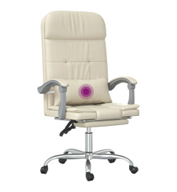 Fauteuil de massage inclinable de bureau Crème Similicuir