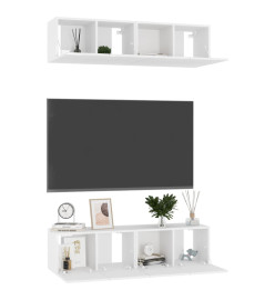 Meubles TV 4 pcs Blanc brillant 60x30x30 cm Aggloméré