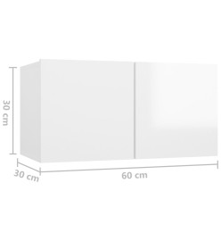 Meubles TV 4 pcs Blanc brillant 60x30x30 cm Aggloméré