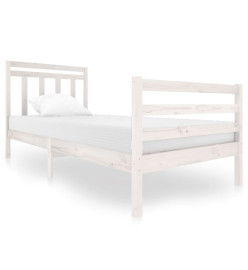 Cadre de lit blanc bois massif 90x200 cm
