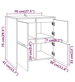 Buffet Chêne fumé 70x41x75 cm Bois d'ingénierie