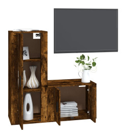 Ensemble de meubles TV 2 pcs Chêne fumé Bois d'ingénierie