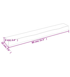 Étagère murale gris foncé 80x10x6 cm bois chêne massif traité