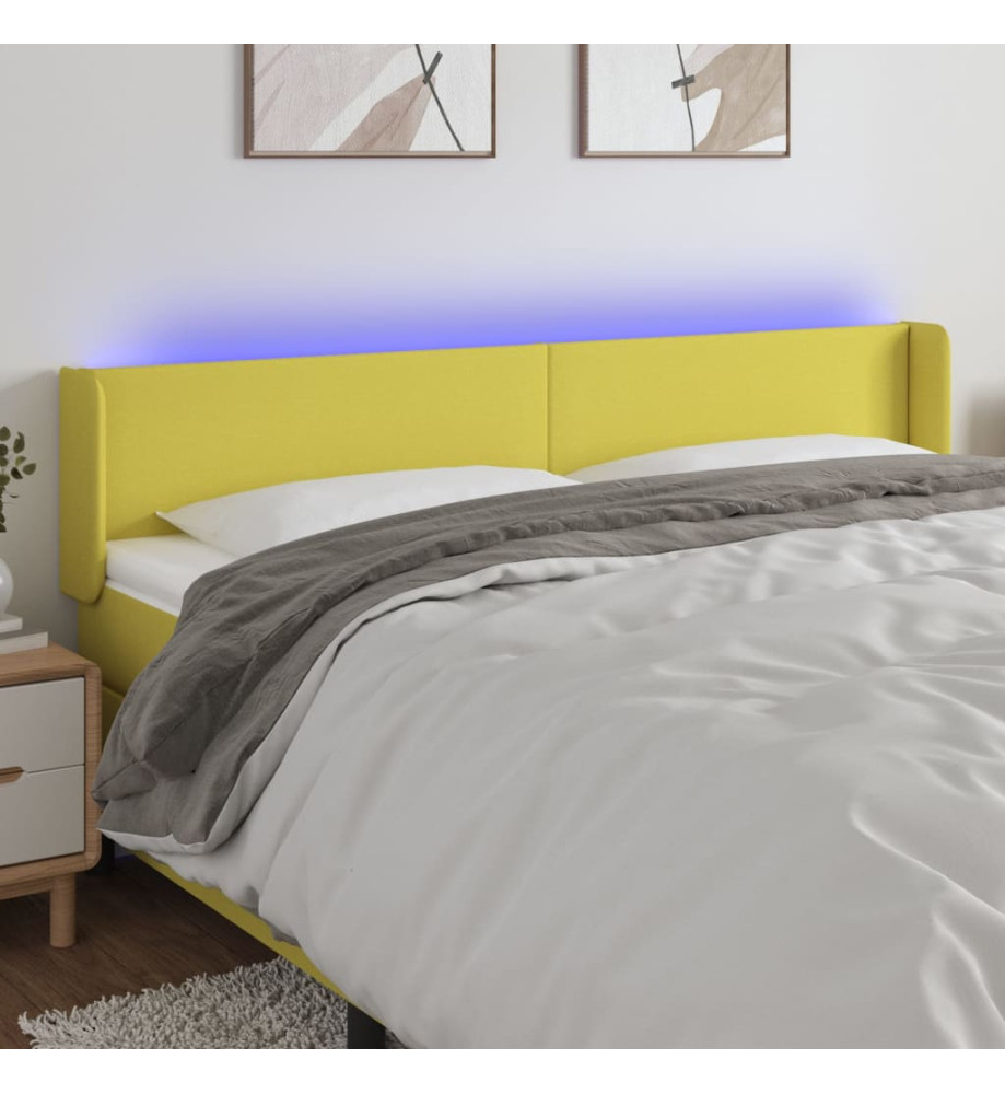 Tête de lit à LED Vert 203x16x78/88 cm Tissu Tête de lit à LED Vert 203x16x78/88 cm Tissu