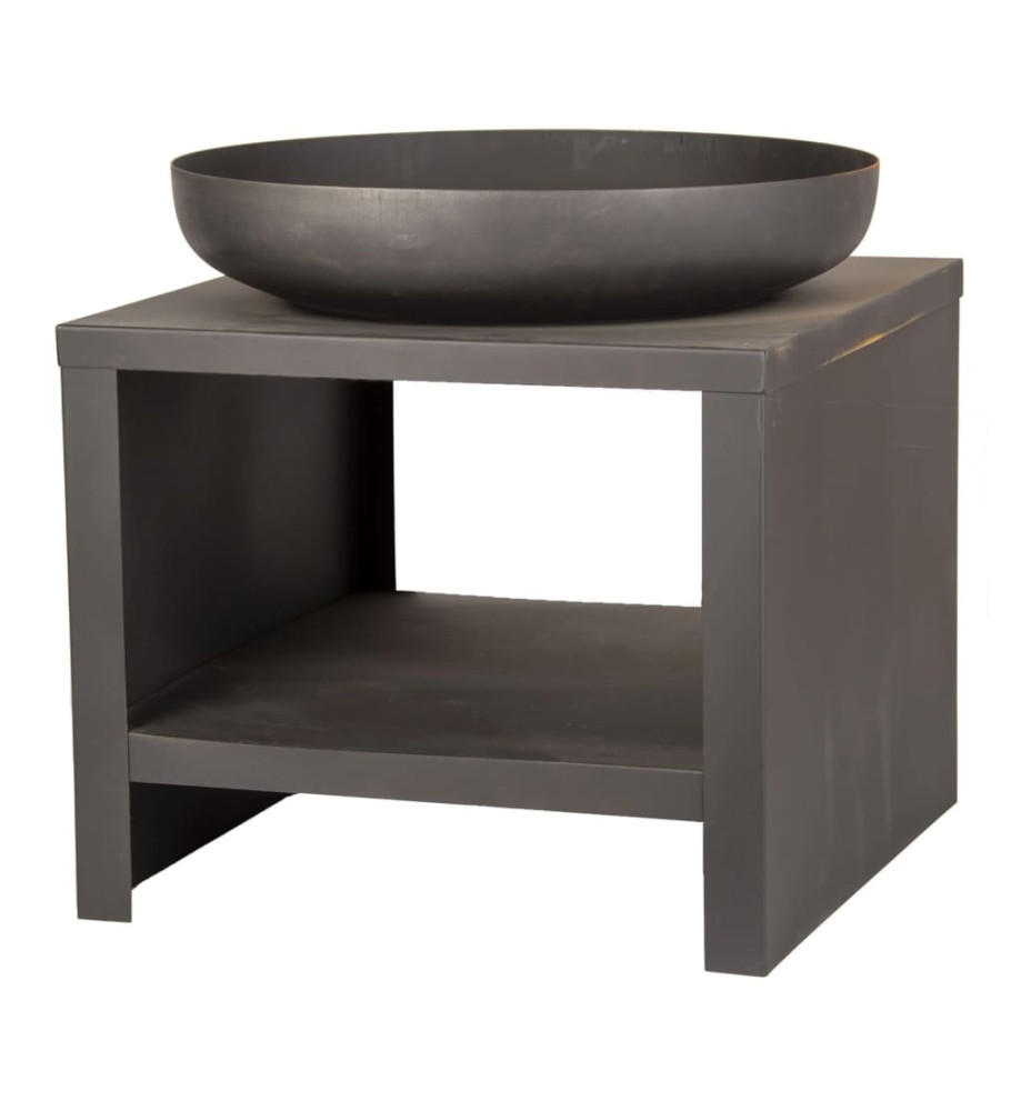 Esschert Design Bol à feu avec rangement en bois 62 cm Noir