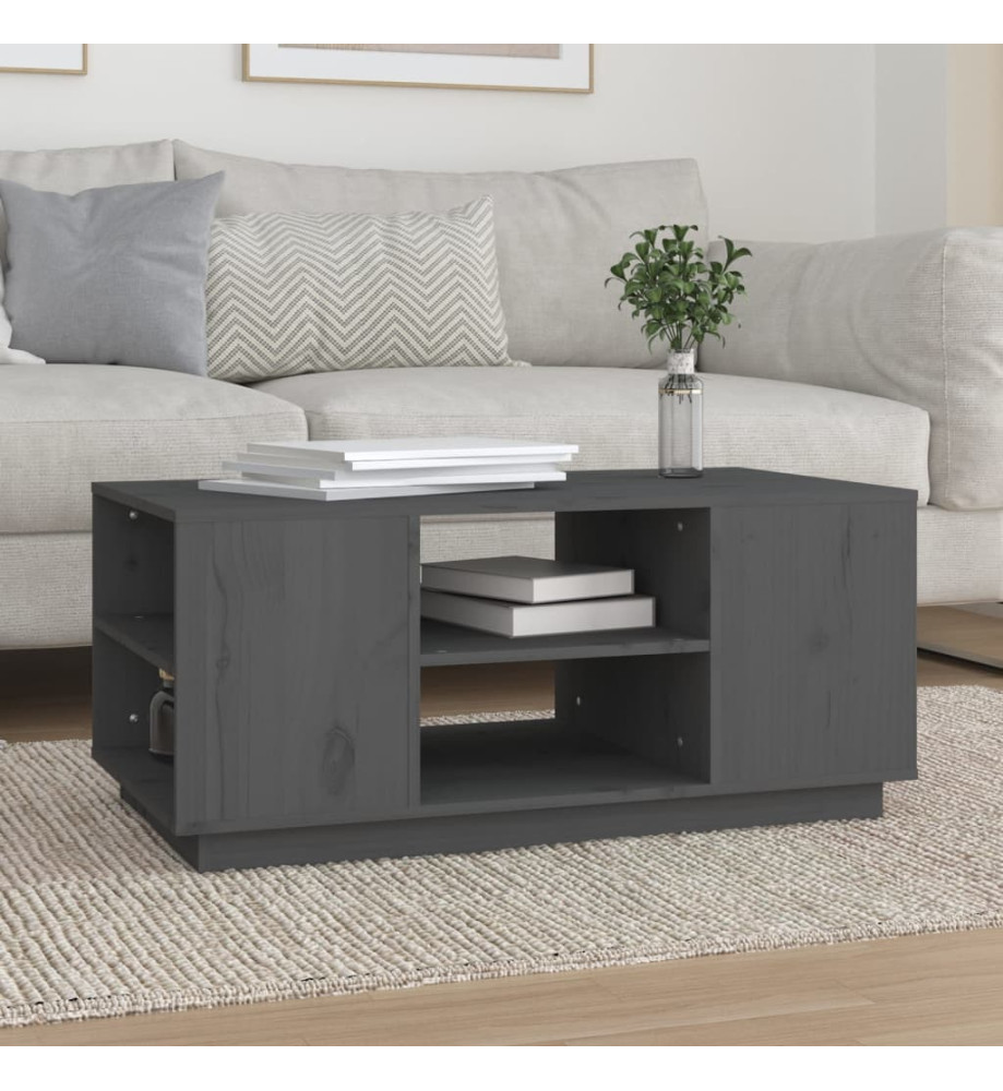 Table basse Gris 90x49x40,5 cm Bois massif de pin