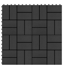 Carreau de terrasse 11 pcs WPC 30 x 30 cm 1 m² Noir